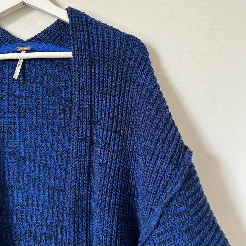 Free People High Hopes Oversized Cardigan Blue Chunky Open Front Size XS